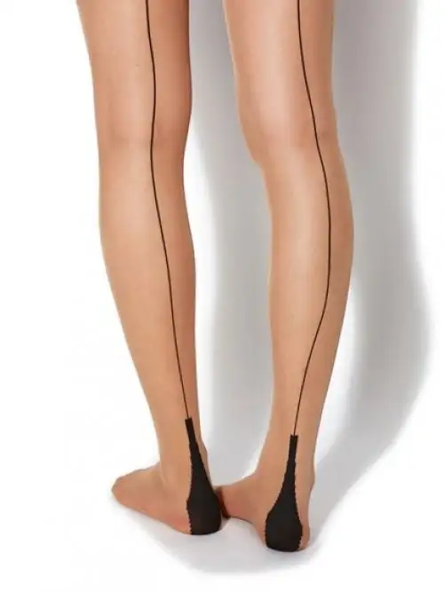 Телесные колготки из лайкры LYCRA LACE PANTY BACKSEAM CUBAN HEEL PANTY HOSE Lycra O/S NUDE/BLACK photo 1