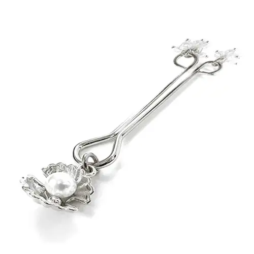 Зажим для клитора жемчужина с ракушкой и кристалами Art of Sex - Margie clit clamp, Серебро photo 1