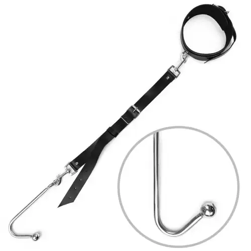 Анальный крюк с ошейником из натуральной кожа Art of Sex - Anal hook, Черный photo 1