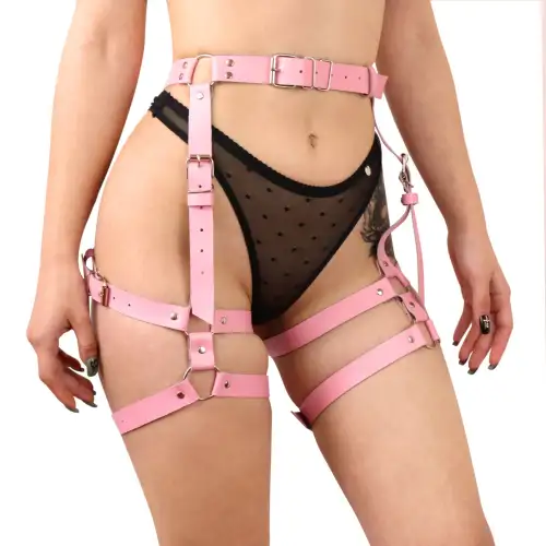 Гартеры Art of Sex - Claire, натуральная кожа, размер XS-M, цвет розовый photo 1