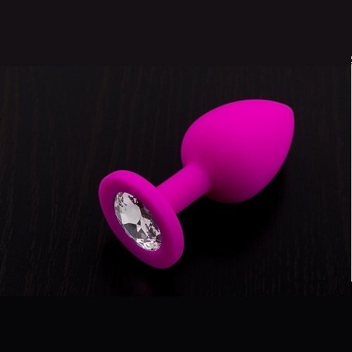 Маленькая силиконовая пробка с кристаллом, розовая, 7,5 см