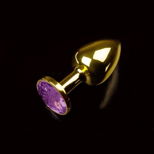 Малая золотистая анальная пробка с кристаллом, фиолетовый photo 1