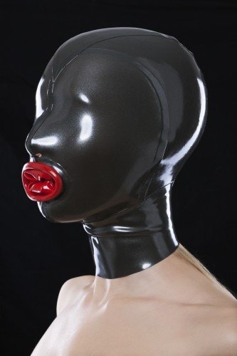 Маска из латекса с презервативом и вырезами для ноздрей Latex Condom Mask With Zipper photo 1