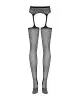 Сетчатые чулки-стокинги с цветочным рисунком Obsessive Garter stockings S207 S/M/L, черные photo 4