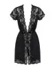 Сатиновый открытый пеньюар на поясе Obsessive 810-PEI–1 peignoir black S/M, черный photo 3