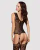Бодистокинг Obsessive Bodystocking F221 S/M/L, силуэтный цветочный рисунок, имитация чулок photo 2