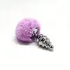 Металлическая анальная пробка Кроличий хвостик Alive Fluffy Twist Plug L Purple, диаметр 3,8 см photo 3