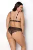 Комплект белья Passion Amberly Set 4XL/5XL black, лиф, трусики бразилиана, люрексовая нить photo 2
