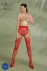 Эротические колготки-бодистокинг Passion ECO S004 red, закрытые трусики, декор, подвязки photo 3