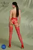 Эротические колготки-бодистокинг Passion ECO S004 red, закрытые трусики, декор, подвязки photo 4