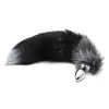 Металлическая анальная пробка Лисий хвост Alive Black And White Fox Tail M, диаметр 3,4 см photo 2