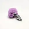 Металлическая анальная пробка Кроличий хвостик Alive Fluffy Twist Plug M Purple, диаметр 3,4 см photo 2
