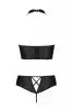 Комплект из экокожи Passion Nancy Bikini 6XL/7XL black, бра и трусики с имитацией шнуровки photo 4