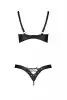 Комплект из экокожи Passion Celine Bikini 6XL/7XL black, открытый бра, стринги со шнуровкой photo 4
