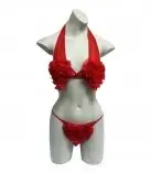 Комплект Цветок, красный: бюстгальтер + трусики-стринги photo 1