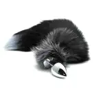 Металлическая анальная пробка Лисий хвост Alive Black And White Fox Tail L, диаметр 3,9 см photo 1