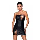 Мини-платье из экокожи CELINE CHEMISE black XXL/XXXL — Passion: шнуровка, трусики в комплекте photo 1