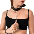Ошейник с поводком из натуральной кожи с заклепками Art of Sex - Jenna Collar with Leash, черный photo 1