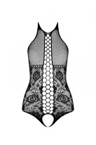 Бодистокинг с имитацией корсетной шнуровки Passion BS094 One Size, red, цветочный узор, с доступом photo 3