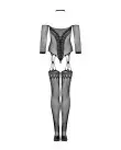 Нейлоновый бодистокинг с имитацией чулок Obsessive Bodystocking G333 S/M/L, black, с доступом photo 4
