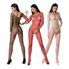 Бодистокинг Passion BS068 red, комбинезон, крупная сетка, длинный рукав photo 4