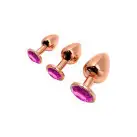 Металлическая анальная пробка Wooomy Tralalo Rose Gold Metal Plug Magenta M, диаметр 3,4 см, длина 8 photo 4