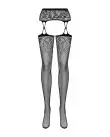 Чулки-стокинги с растительным рисунком Obsessive Garter stockings S206 black S/M/L черные photo 3