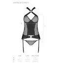 Сетчатый комплект корсет с халтером, съемные подвязки, трусики Amanda Corset black XXL/XXXL-Passion photo 7