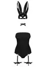Эротический костюм кролика Obsessive Bunny costume L/XL, black, боди, чокер, гартеры, чулки, маска photo 3