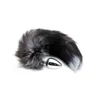 Металлическая анальная пробка Лисий хвост Alive Black And White Fox Tail L, диаметр 3,9 см photo 2