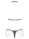 Комплект с цепочками Obsessive Pantheria 2-pcs set black S/M, бюстгальтер, трусики photo 4