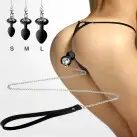 Силиконовая анальная пробка Art of Sex Silicone Anal Plug with Leash size L с поводком Black photo 3