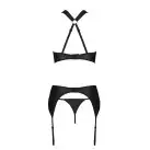 Сетчатый набор с узором: бюстгальтер с халтером, трусики и пояс для чулок Hima Set black S/M-Passion photo 4